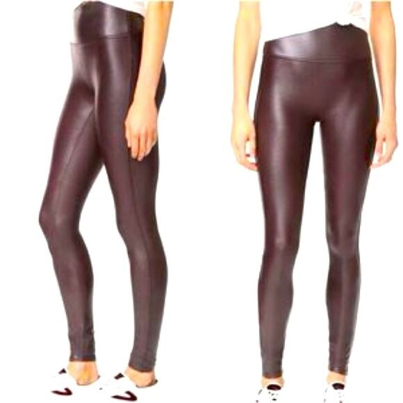 Spanx Faux Leather Leggings in Color Wine Size L NWOT - Picture 3 of 12
